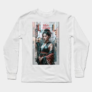 Proud Warrior: Resilient Japanese Woman Long Sleeve T-Shirt